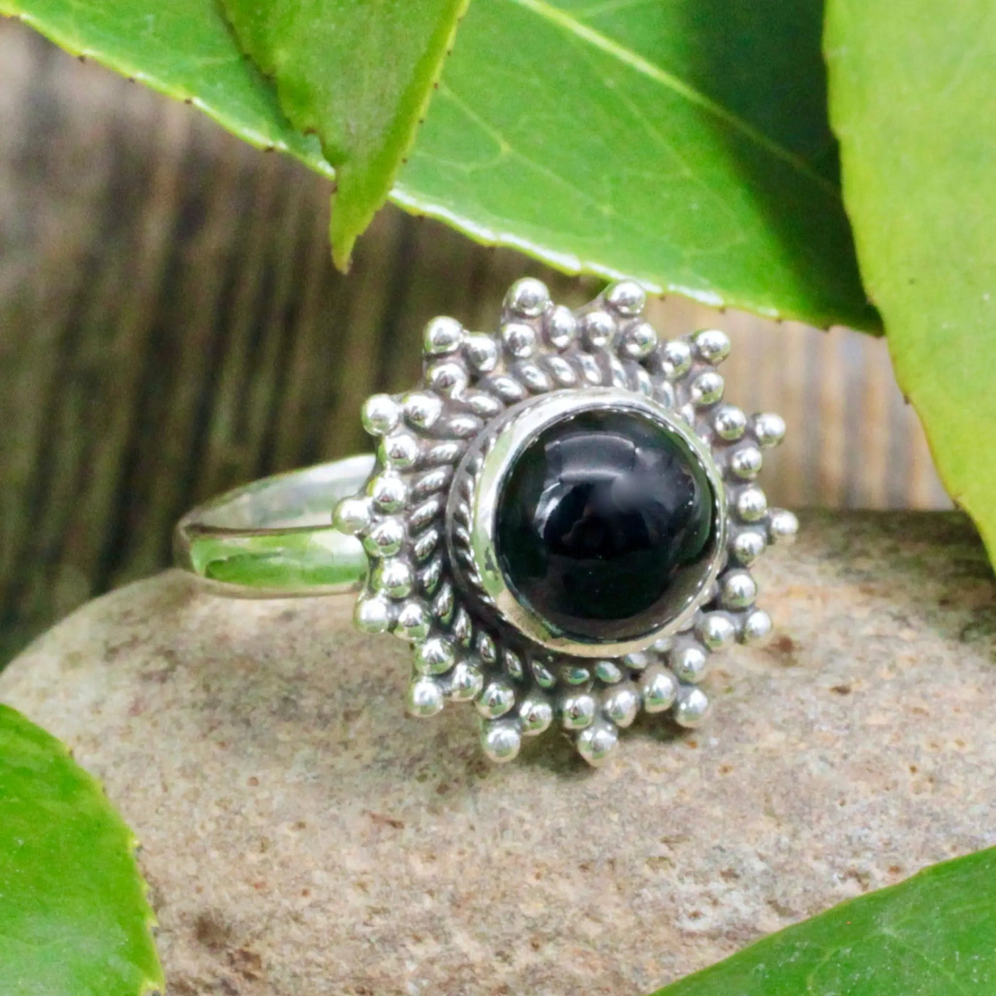 Black Onyx Sun Ring