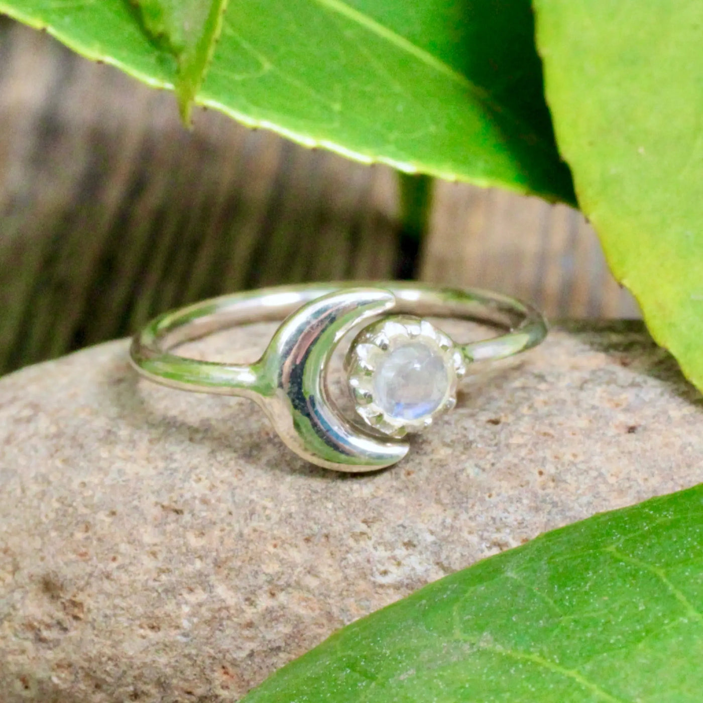 Moonstone Moon Ring