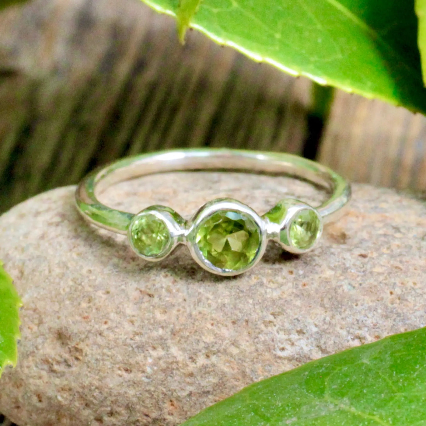 Peridot Three Stone Ring