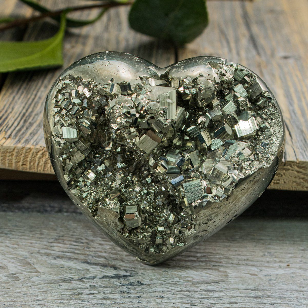 Pyrite Druzy Heart