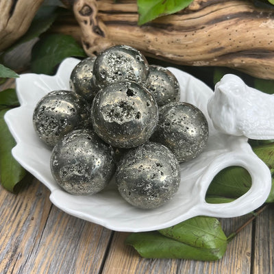 Healing Crystal Pyrite Sphere for Leo, Libra, and Aries