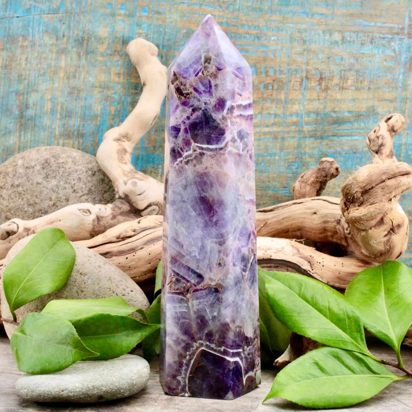 Large Chevron Amethyst Tower