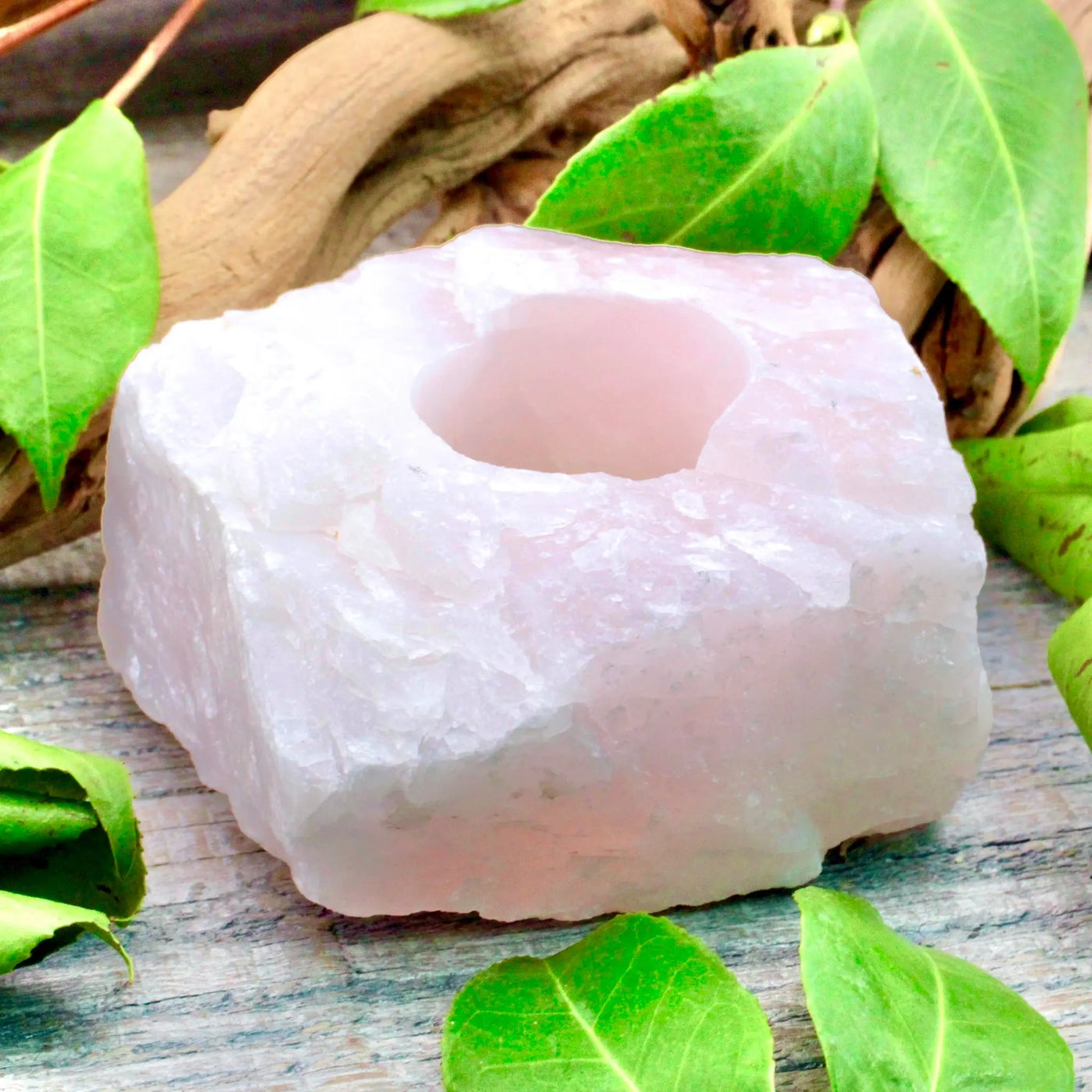 Rose Quartz Chunk Candle Holder