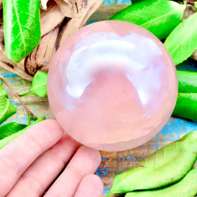 Pink Aura Rose Quartz Sphere