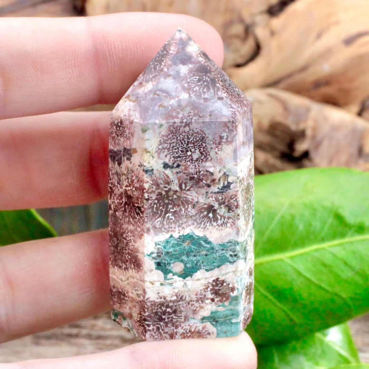 Green Flower Agate Tower - Small