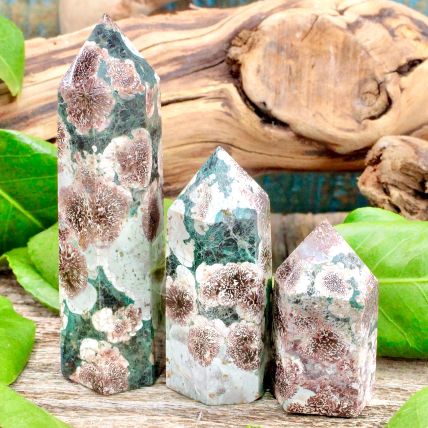 Green Flower Agate Tower - Small