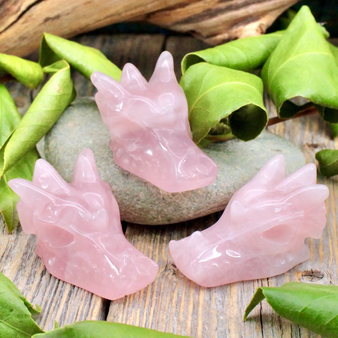 Rose Quartz Dragon Skull