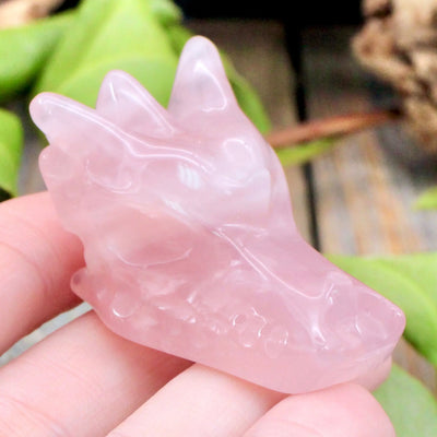 Rose Quartz Dragon Skull