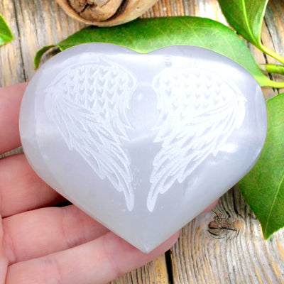 Selenite Heart with Wings