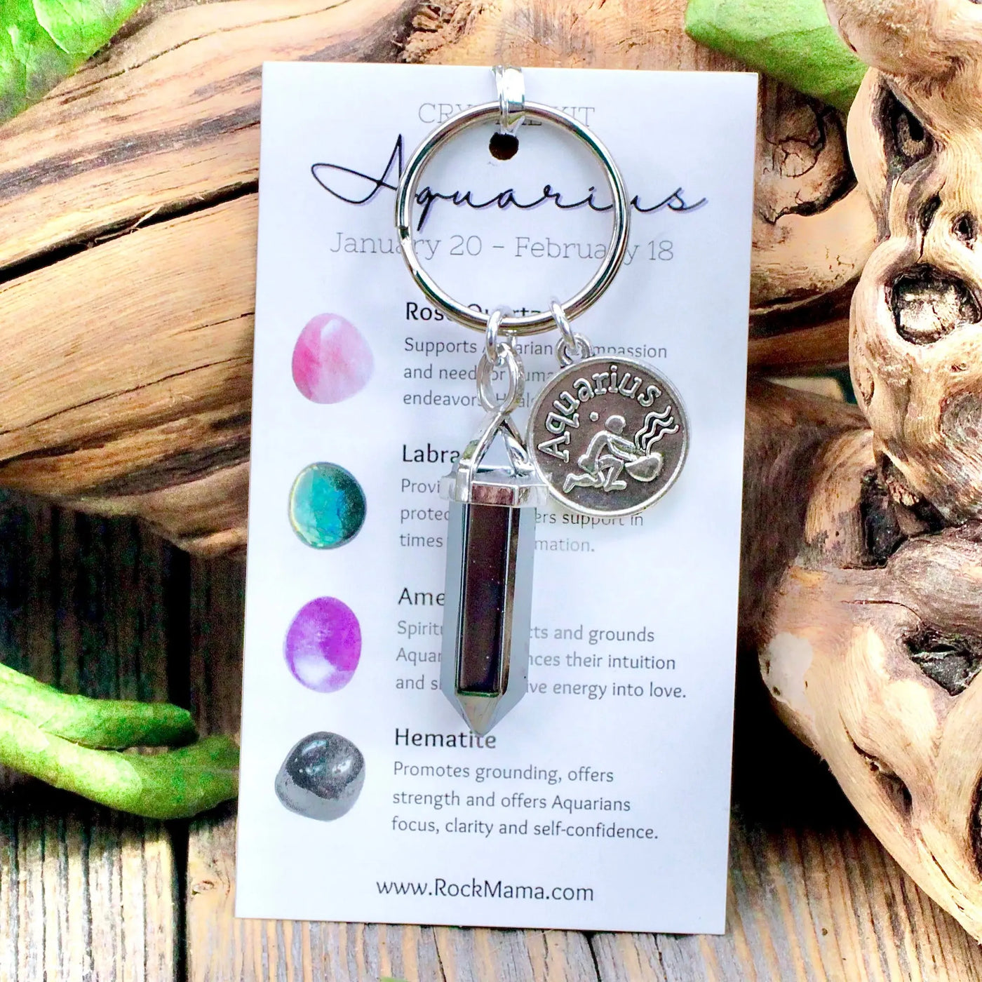 Hematite Zodiac Key Ring - Aquarius