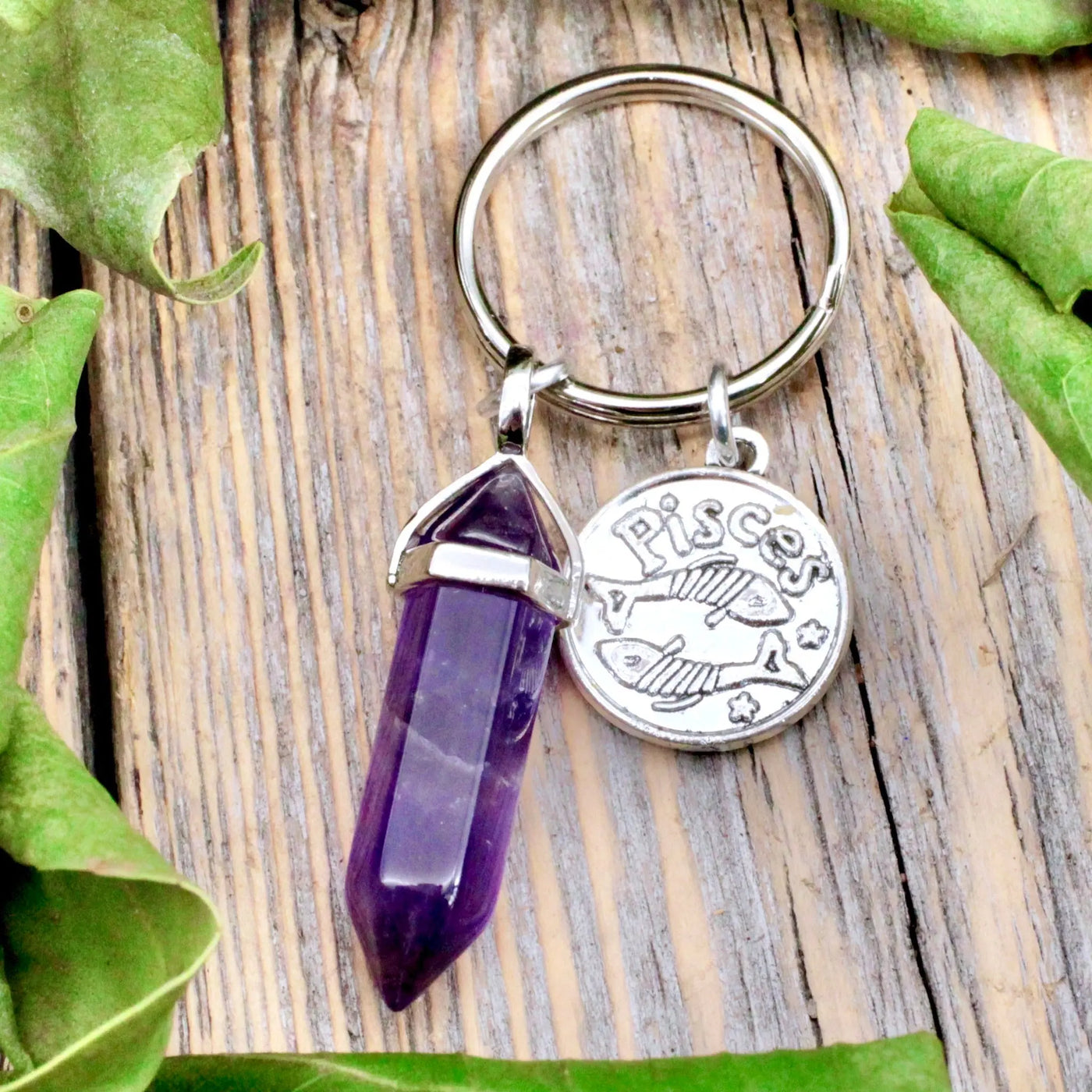 Amethyst Zodiac Key Ring - Pisces