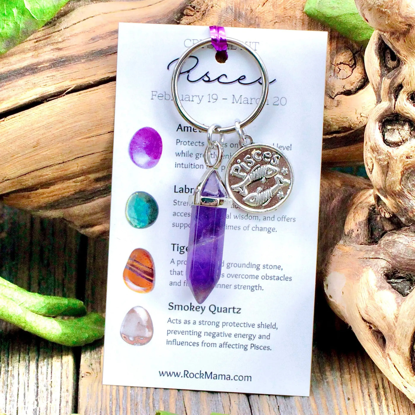 Amethyst Zodiac Key Ring - Pisces