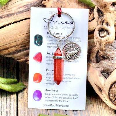 Red Jasper Zodiac Key Ring - Aries