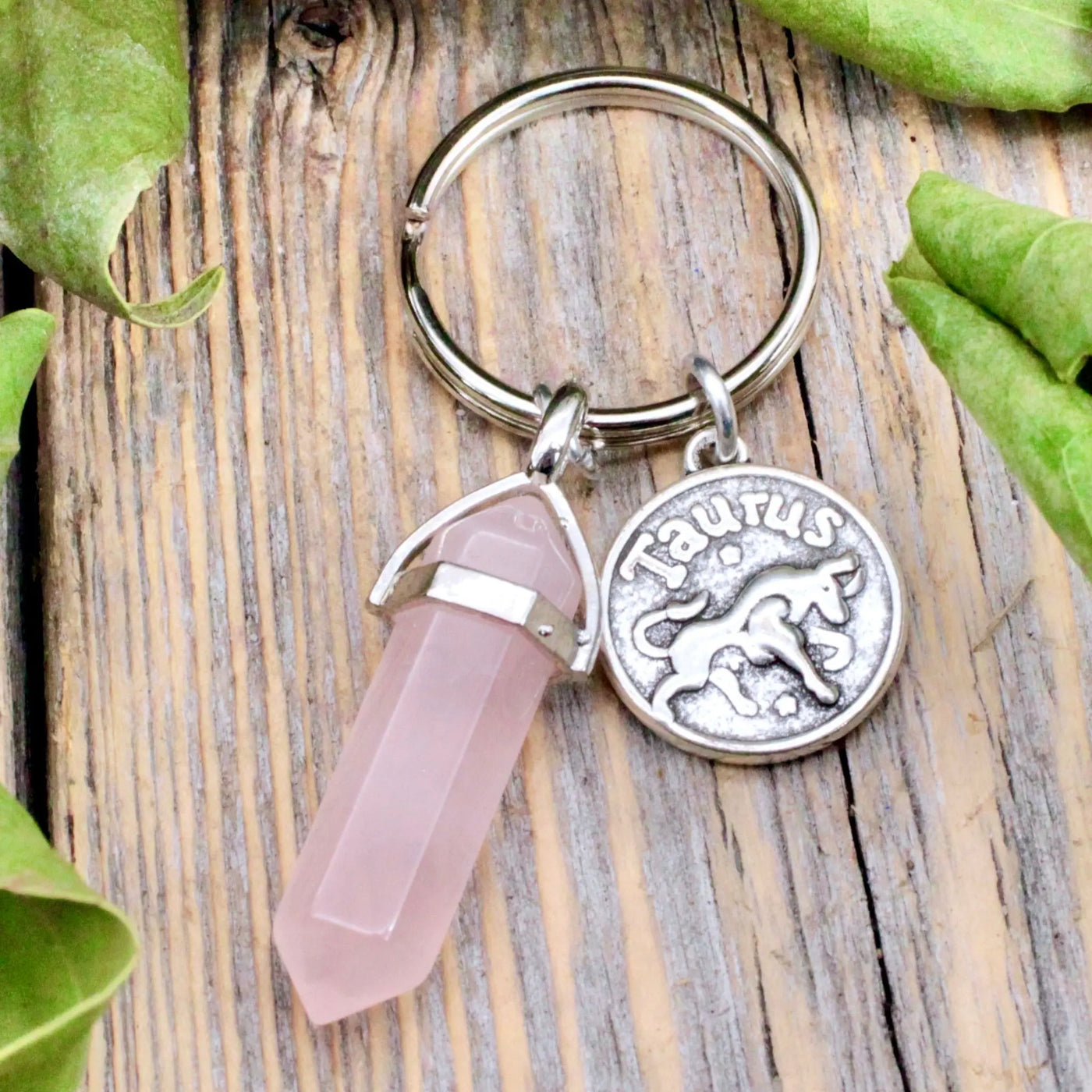 Rose Quartz Zodiac Key Ring - Taurus