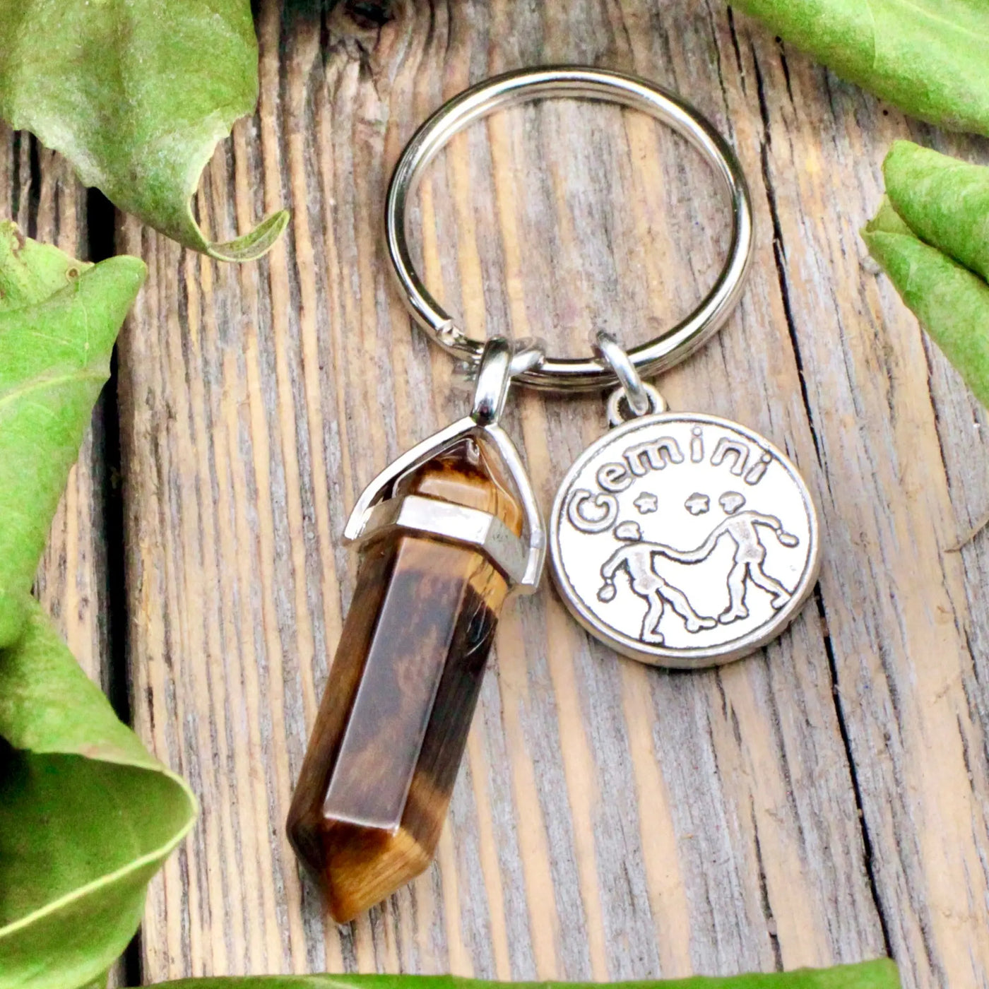 Tiger's Eye Zodiac Key Ring - Gemini