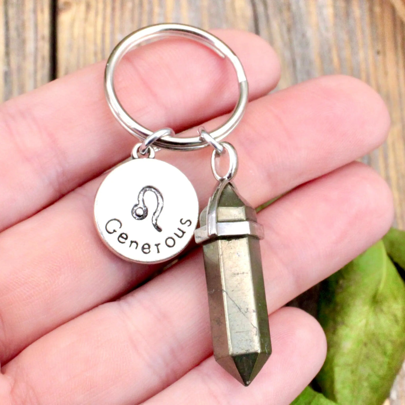 Pyrite Zodiac Key Ring - Leo