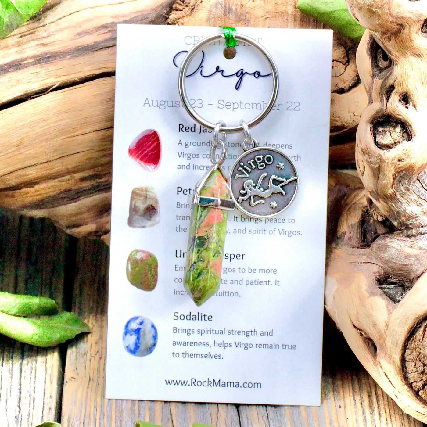 Unakite Jasper Zodiac Key Ring - Virgo