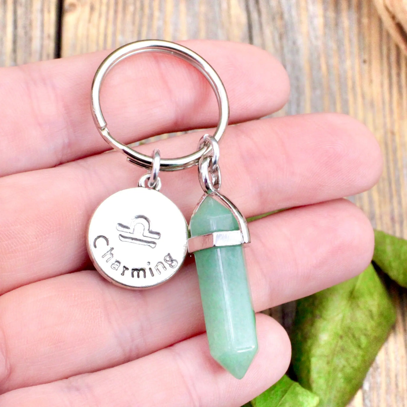 Green Aventurine Zodiac Key Ring - Libra