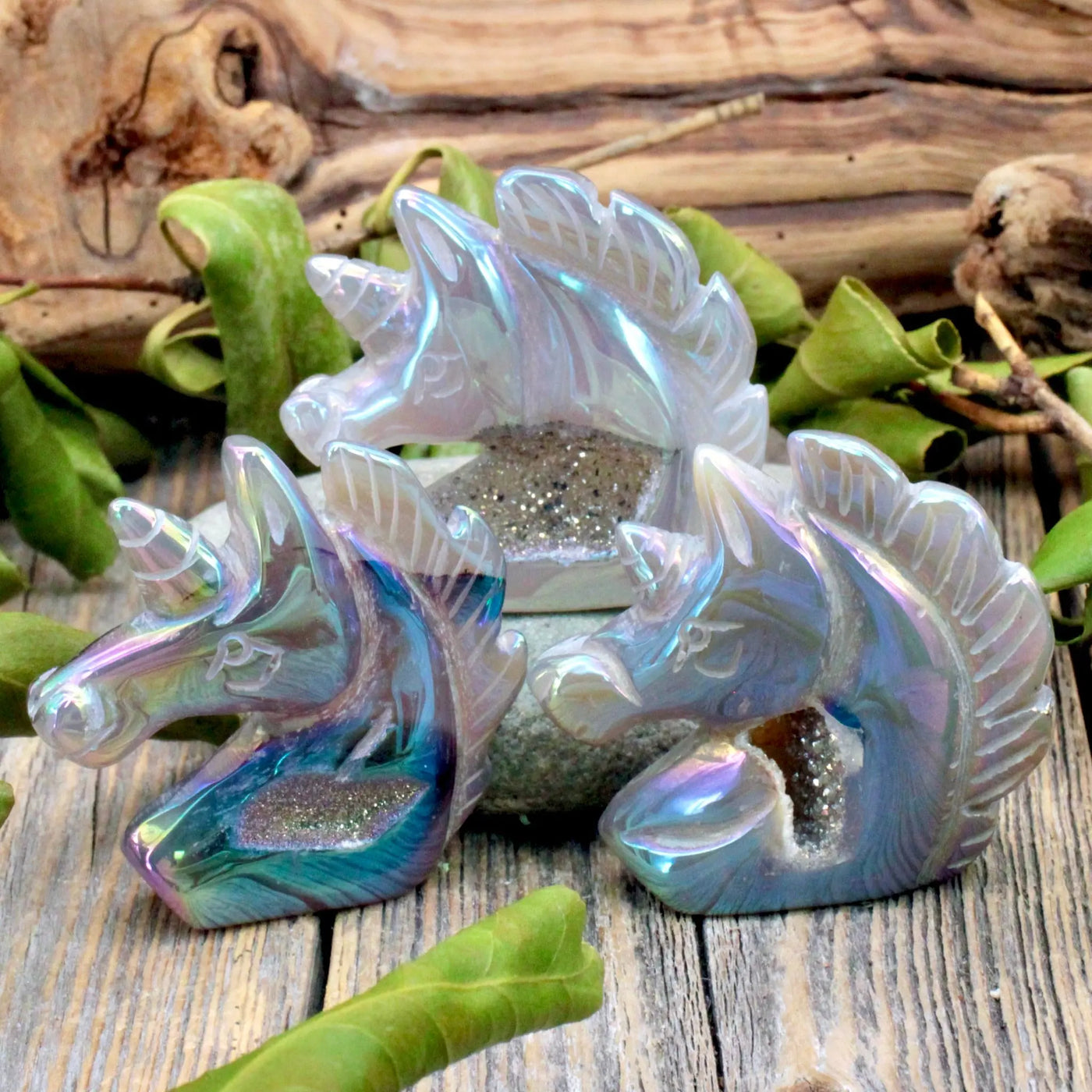 Titanium Druzy Unicorn Carving