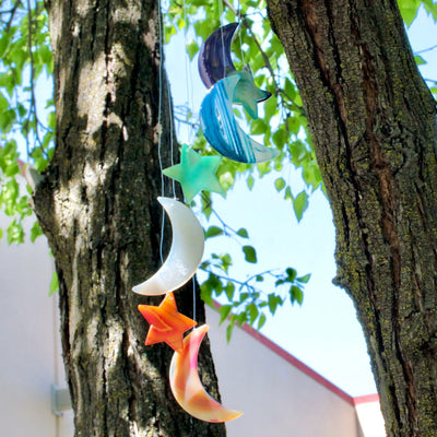 Agate Stars and Moons Windchime