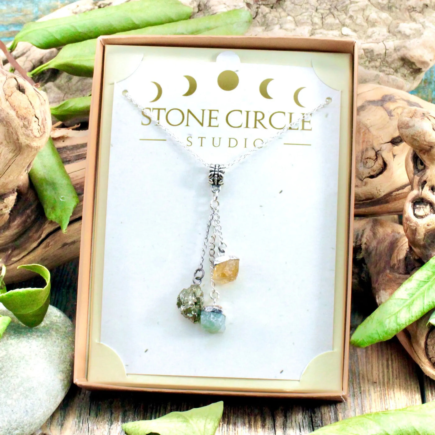 Citrine, Pyrite and Green Aventurine Necklace